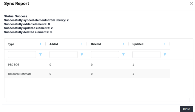 Sync Report Screenshot